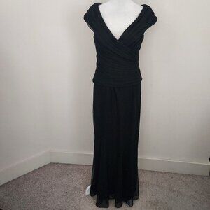 Alex Evening Cap Sleeve Off Shoulder Black Formal Dress Size 8